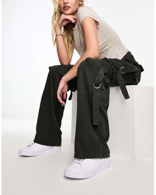 Bershka Black Octopus Cargo Trousers