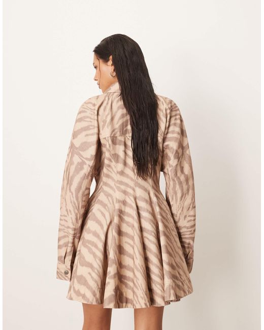 ARRANGE Natural Seamed Mini Shirt Dress With Full Skirt