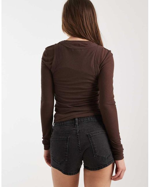Cotton On Brown Micro Low Rise Denim Mini Skirt