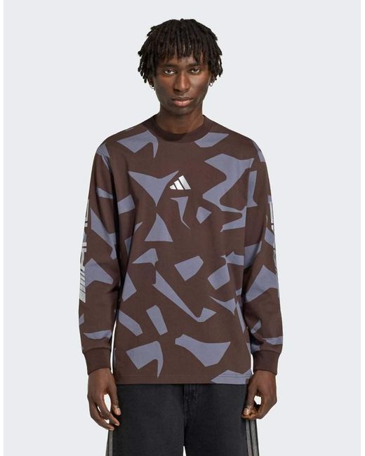Adidas Originals Brown Amg Camo Long Sleeve Top for men