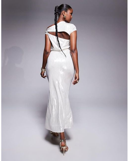 ASOS Purple One Short Sleeve Asymmetric Overlay Maxi Dress