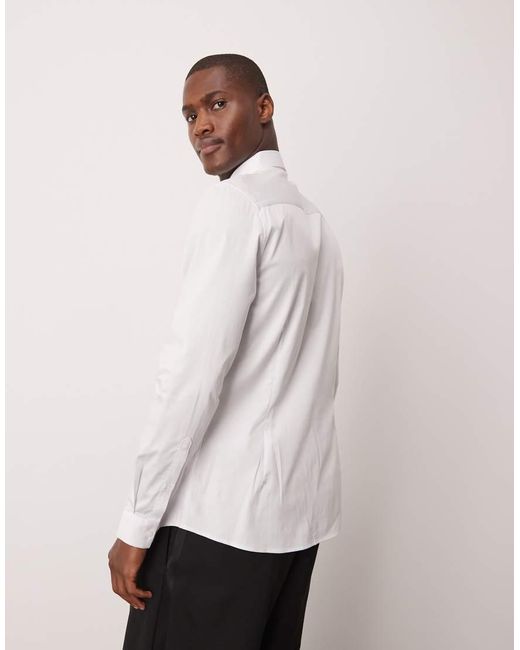 ASOS Blue Slim Fit Sateen Shirt for men