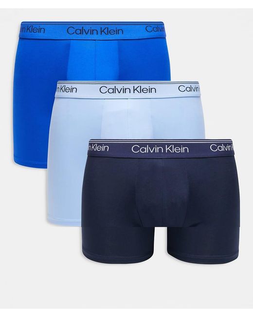 Calvin Klein Set Van 3 Microstretch Boxershorts in het Blue voor heren