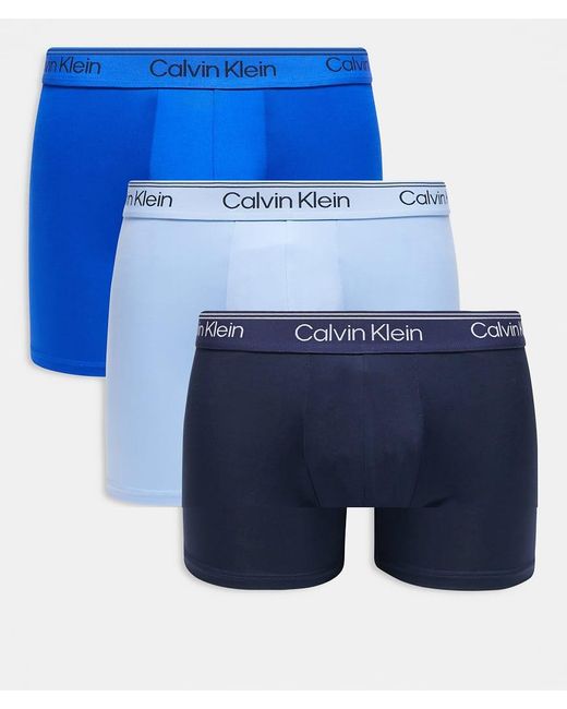 Calvin Klein Blue Micro Stretch 3 Pack Boxer Briefs for men