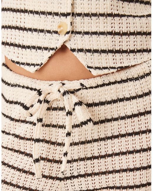 Gina Tricot Natural Co-ord Crochet Straight Leg Trousers