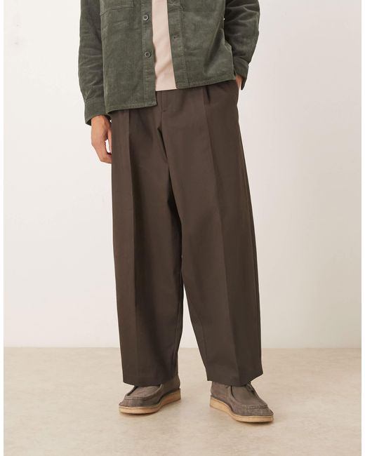 ASOS Gray Smart 100% Cotton Extreme Tapered Pants With Front Pleat for men