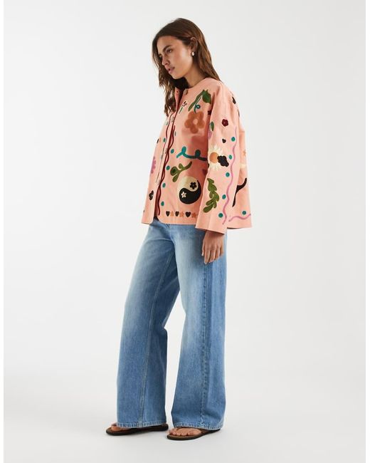 ASOS Embroidered Collarless Jacket