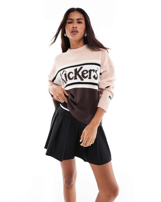 Kickers White Relaxed Knit Jumper With Stripe Logo