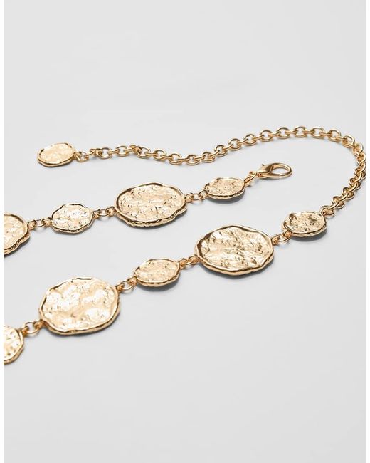 Stradivarius Brown Metal Belt With Discs
