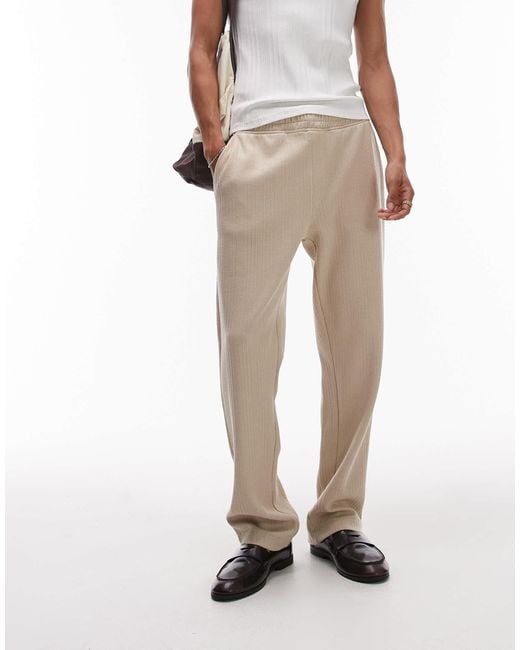 Topman White Straight Fit jogger With Textured Stripe for men