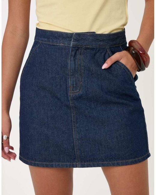 Threadbare Blue Denim A-Line Mini Skirt