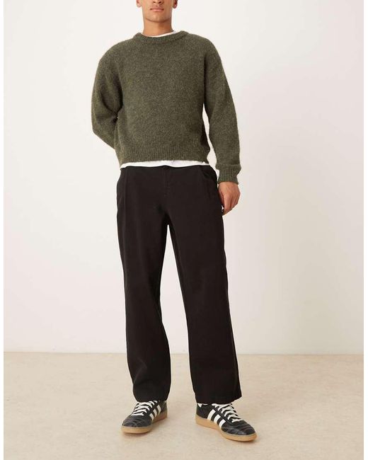 ASOS Black Relaxed Tapered Twill Trouser for men
