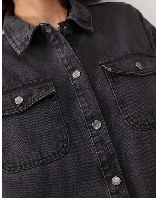 Noisy May Black Long Sleeve Denim Shirt Dress