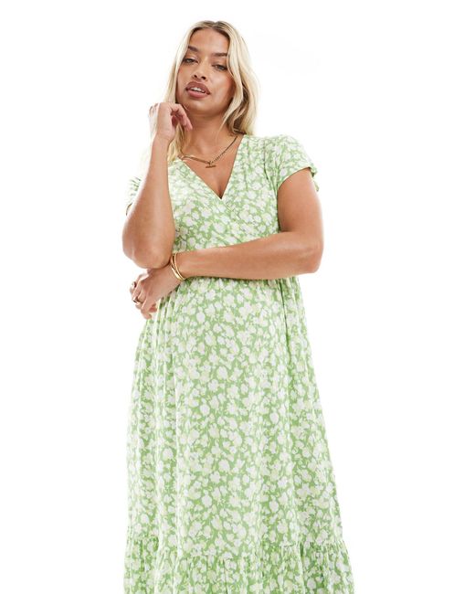 Mama.licious Green Mamalicious Maternity V Neck Midi Dress