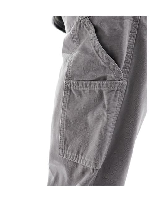 Pantalon droit style charpentier en toile - délavé ASOS pour homme en coloris Gray