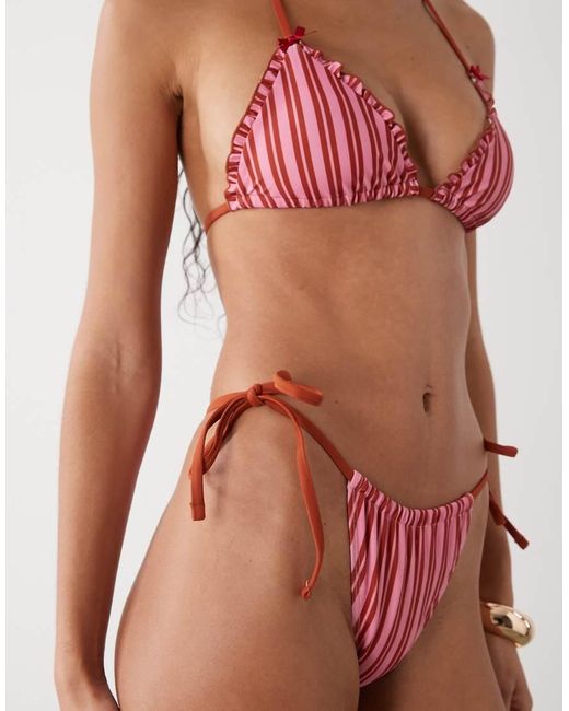 Reclaimed Vintage Multicolor Tie Side Bikini Bottom With Frills