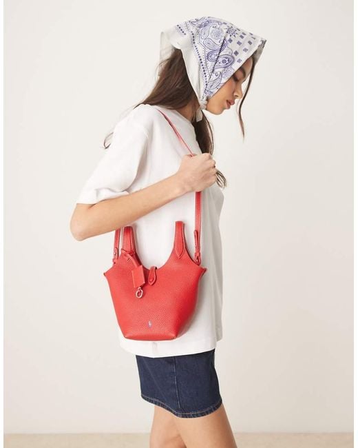 Polo Ralph Lauren White Play Pebble 100% Leather Small Tote & Crossbody Bag