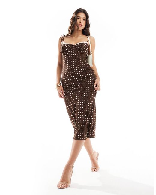 Love Triangle Brown Midaxi Dress With Lace Trim