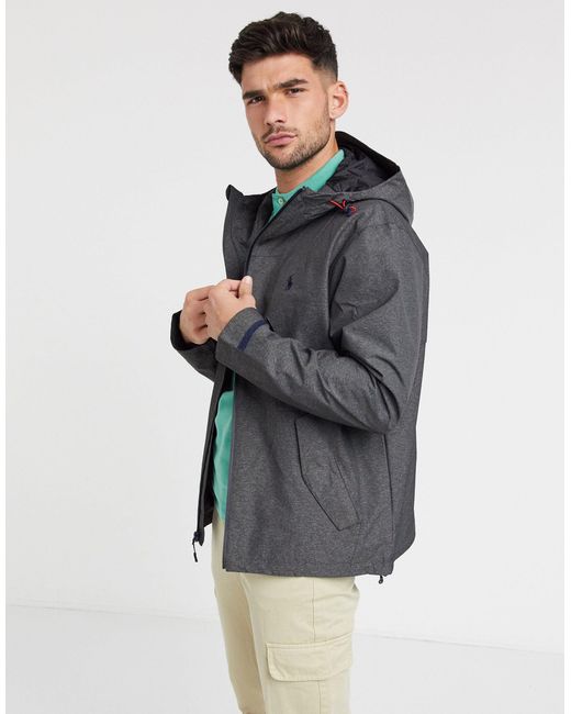 Polo Ralph Lauren Portland Player Logo Hooded Rain Jacket in Grey for Men |  Lyst Australia