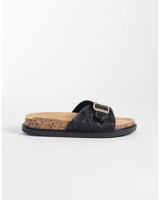 Glamorous Black Flat Woven Sandals