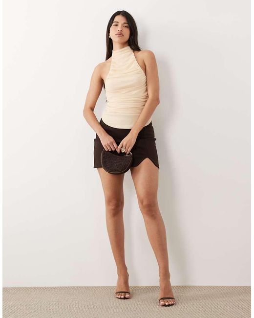 ASOS Natural Mesh Super Ruched Halter