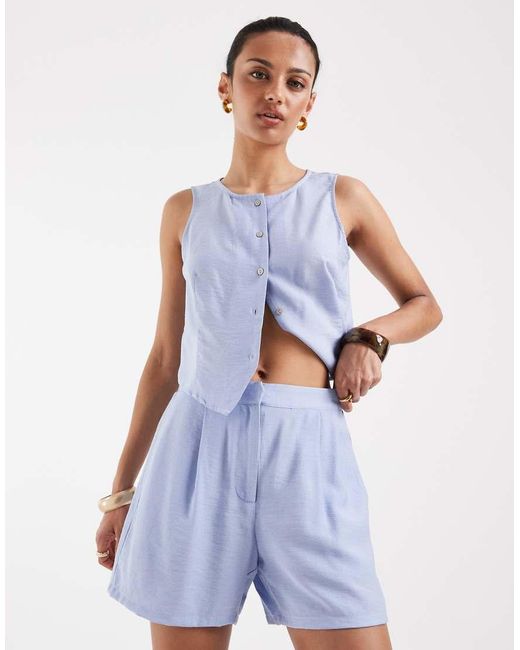 Vero Moda Blue Pull On Loose Fit Shorts