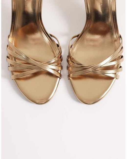 ASOS Metallic Heroic Minimal Strappy Heeled Sandals
