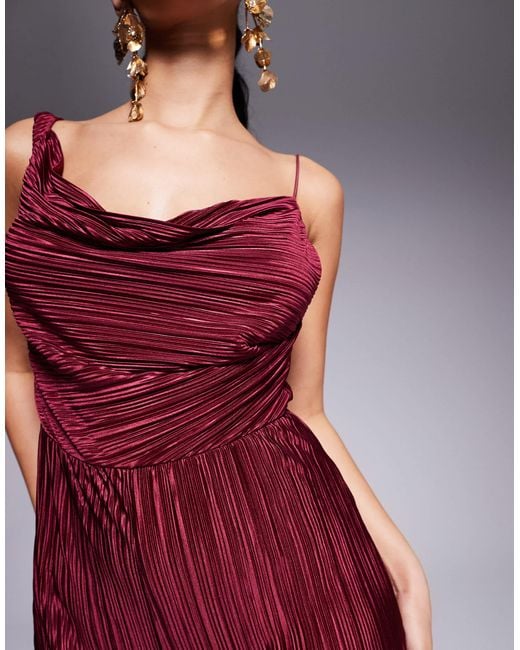 ASOS Purple Plisse Asymmetric Drape Cami Jumpsuit