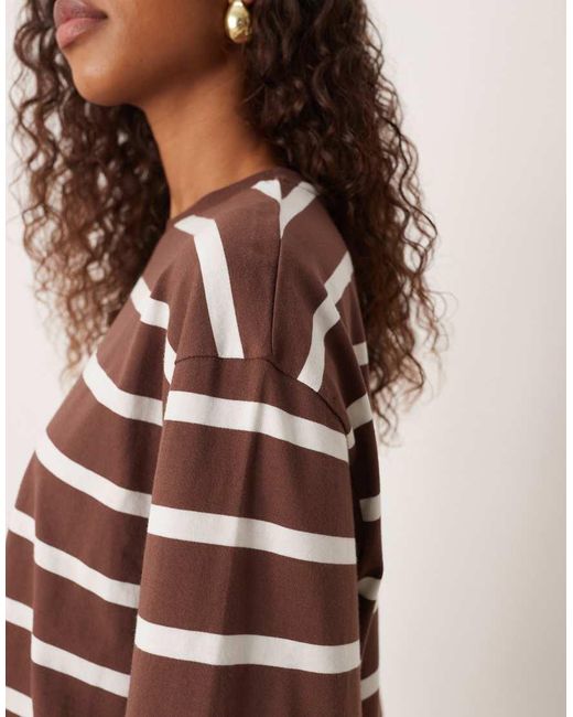 ASOS Blue Long Sleeve Boxy Cropped T-shirt