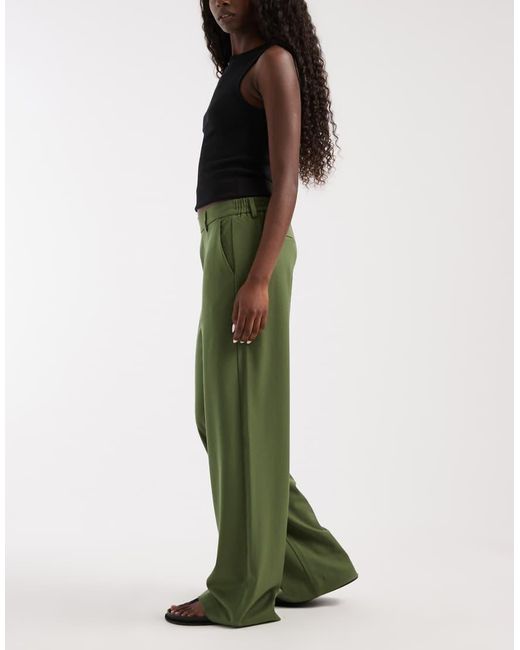 Object Green Wide Leg Tailored Trousers Bronze