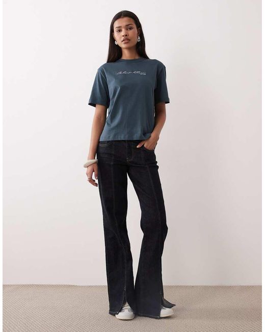 Calvin Klein Blue Script Logo Boxy T-shirt