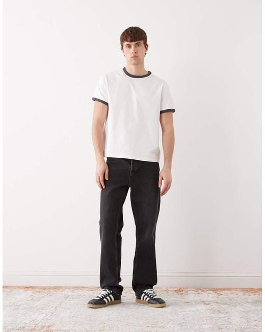 Weekday White Ringer T-shirt for men