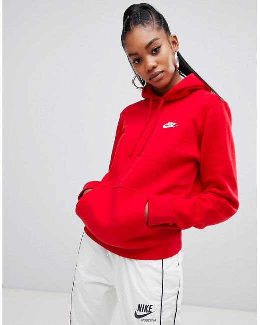 Nike Hoodie Met Rode Swoosh-logo in het Rood | Lyst NL