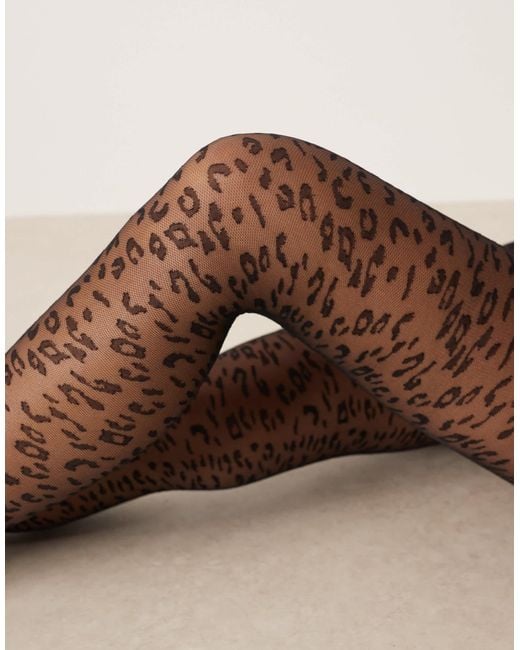 ASOS Natural Leopard Print Tights