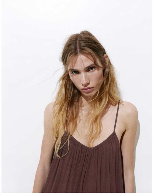 Pull&Bear Brown Flowing Strappy Sarouel Jumpsuit