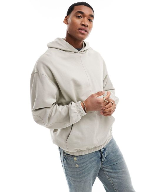 ASOS Blue Oversized Hoodie With Top Stitched Panels for men