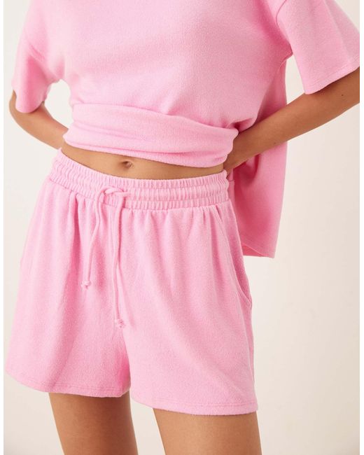 ASOS Pink – shorts aus strukturiertem strick