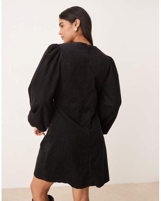 Nobody's Child Black peggy Balloon Sleeve Corduroy Mini Dress