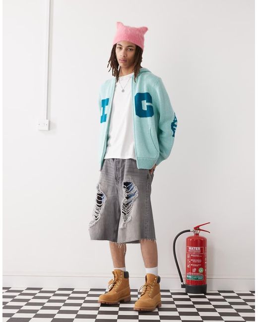 Sudadera Claro Con Capucha, Estampado En La Espalda Y Cremallera De Punto Running Dog De ICECREAM de hombre de color Blue