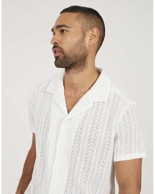 Brave Soul White Short Sleeve Sheer Shirt for men