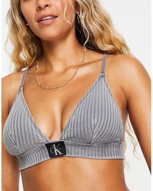 Calvin Klein Women's Monogram Rib Triangle Bikini Top