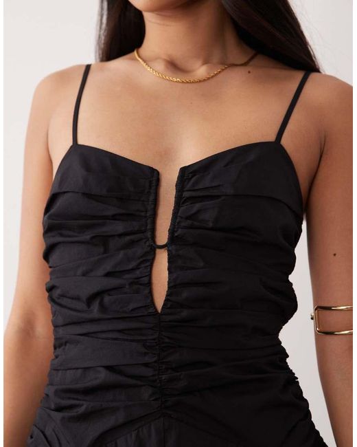 Nia Black Sawtelle Ruched Waist Midaxi Dress