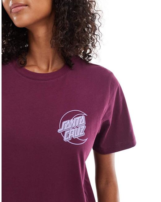 T-Shirt Bordeaux Ampia Co Stampa Del Logo Sul Retro di Santa Cruz in Purple