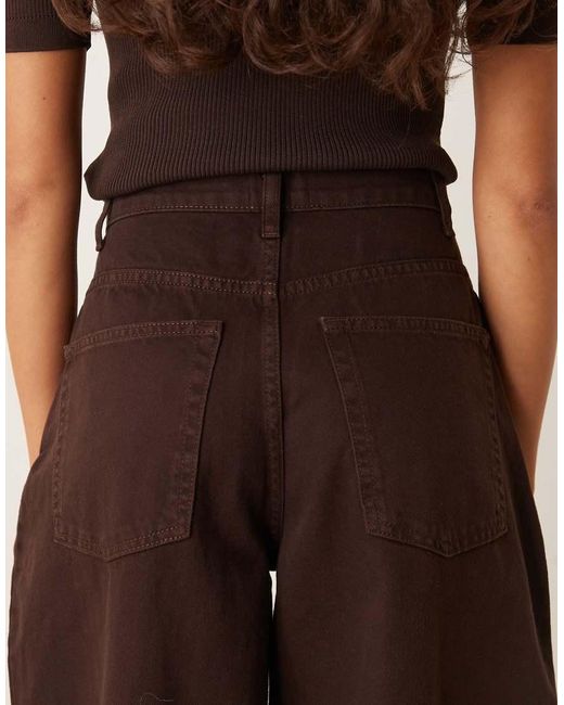 ASOS Brown Gathered Detailing Barrel Leg Jeans
