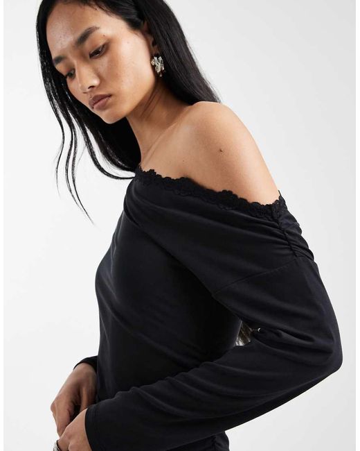 Cotton On Black Brooke Off Shoulder Mini Dress