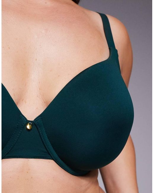 ASOS Green Asos Design Curve Moulded T-shirt Bra With Charm Detail And Embossed Straps