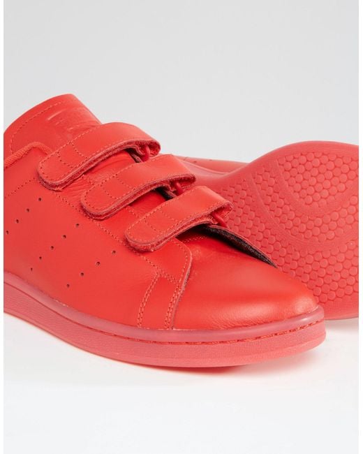 adidas Originals Stan Smith Velcro Trainers In Red S80043 for Men | Lyst