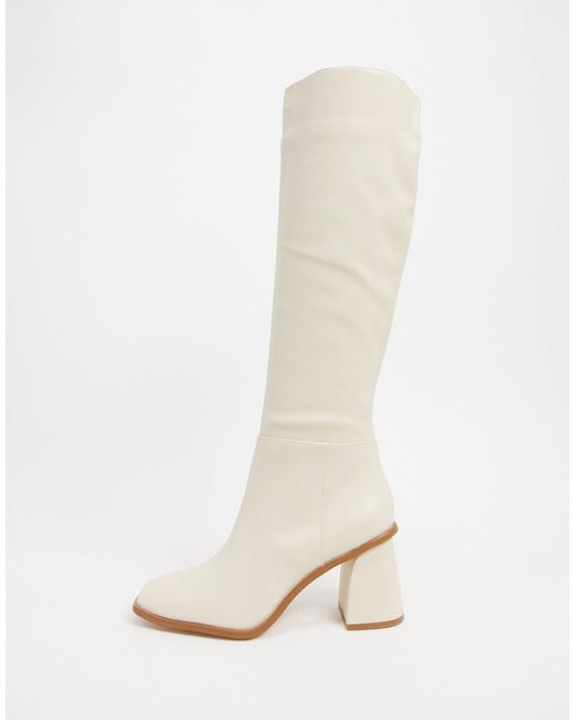 Pull&Bear Pull On Knee Boots in Natural | Lyst