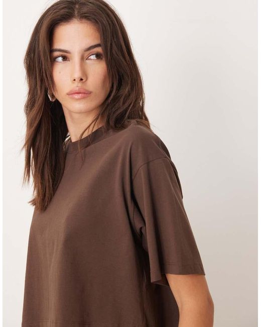 JJXX Oversized Cropped T-Shirt in het Brown