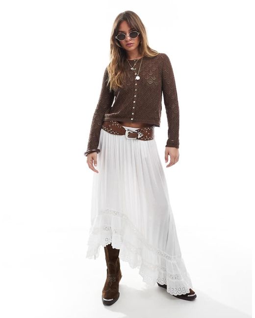 Stradivarius Fijngebreid Vest Met Lange Mouwen in het Brown